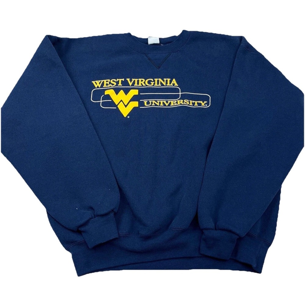 Vintage West Virginia Mountaineers Sweatshirt Men Large Crew Neck Sweater WVU O*